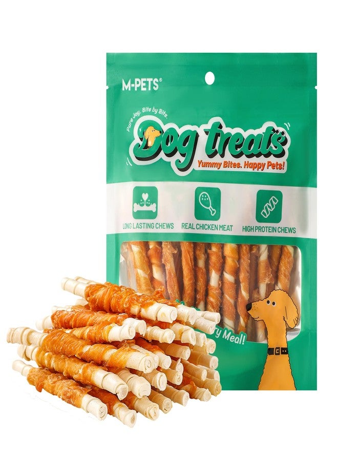 أم-بيتس مكافآت إم-بيتس للكلاب ملفوفة بالدجاج، 30 قطعة من أعواد المضغ المصنوعة من الجلد الخام، مكافآت تدريب الجراء، وجبات خفيفة للكلاب الصغيرة والمتوسطة الحجم. - Image 1